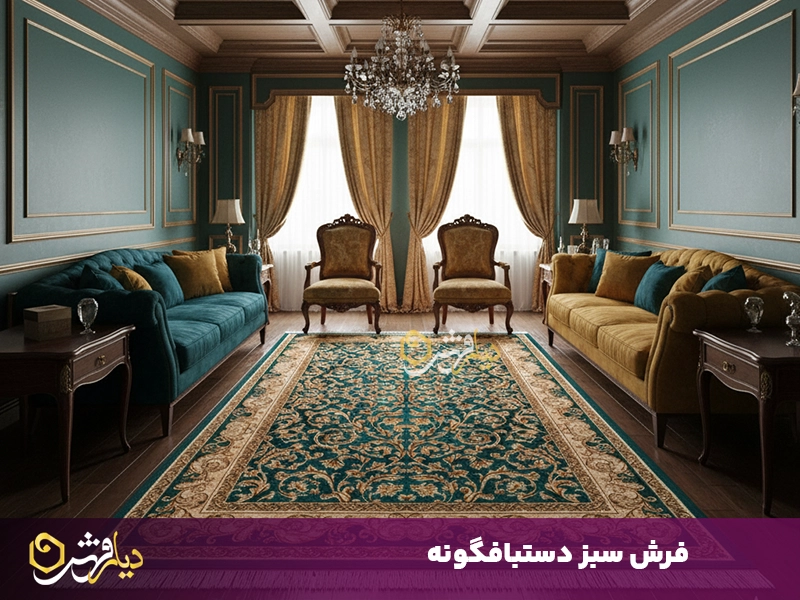 فرش سبز زیتونی